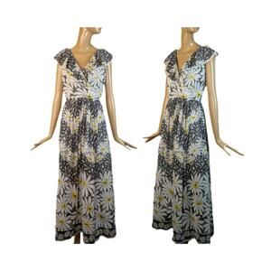 Vintage Daisy print cotton maxi dress‎ Act 2 New York 1970s floral lace sundress